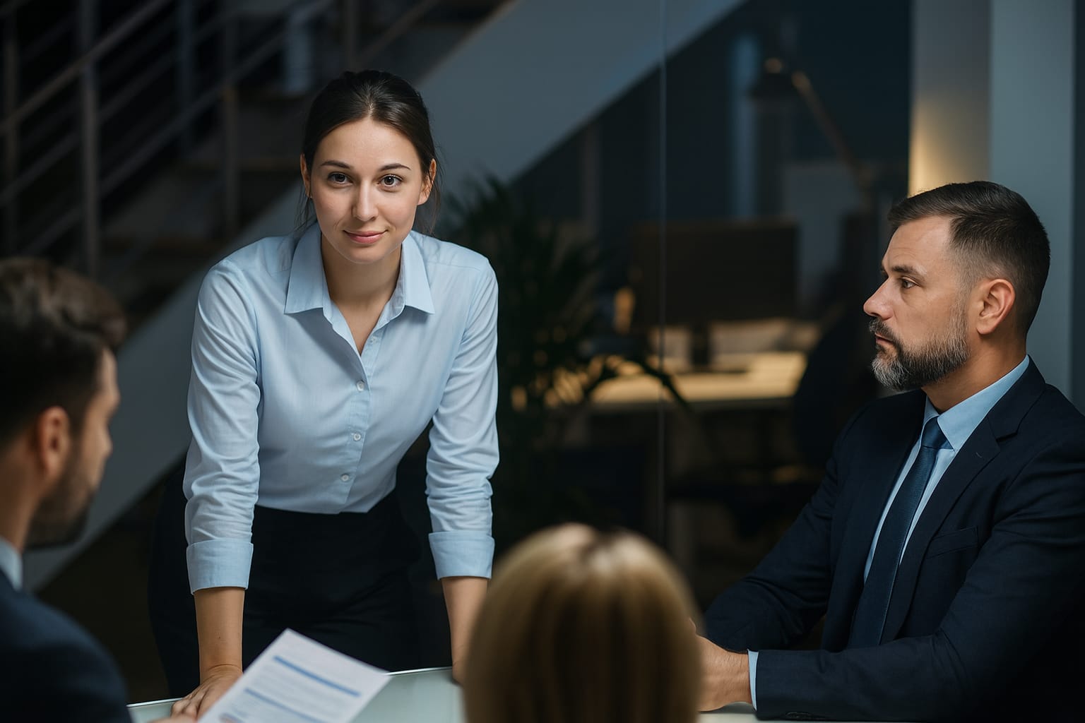 Equipo corporativo en reunión